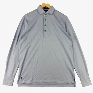 Greyson Brrr Long Sleeve Polo Shirt Men S Blue Solid Performance Golf Long Sleev